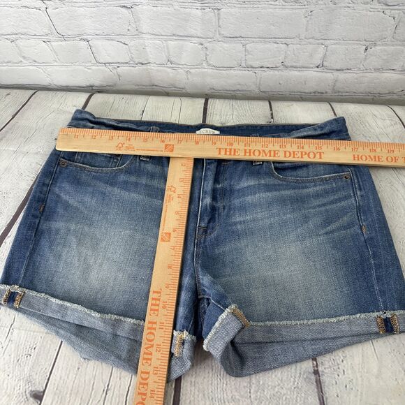 J. Crew Distressed High Rise Light Wash Cuffed Denim Shorts Blue Women's Size 29 - Picture 7 of 9